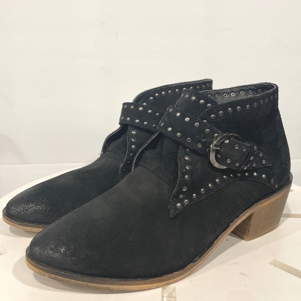 Rebels Genuine Suede Womens sz 8.5 Margaux Studded Booties Buckle Western Biker
